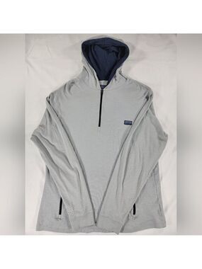 Fishhippie Womens XL 1/4 Zip Pullover Hoodie Sweatshirt Lightweight Gray Pockets